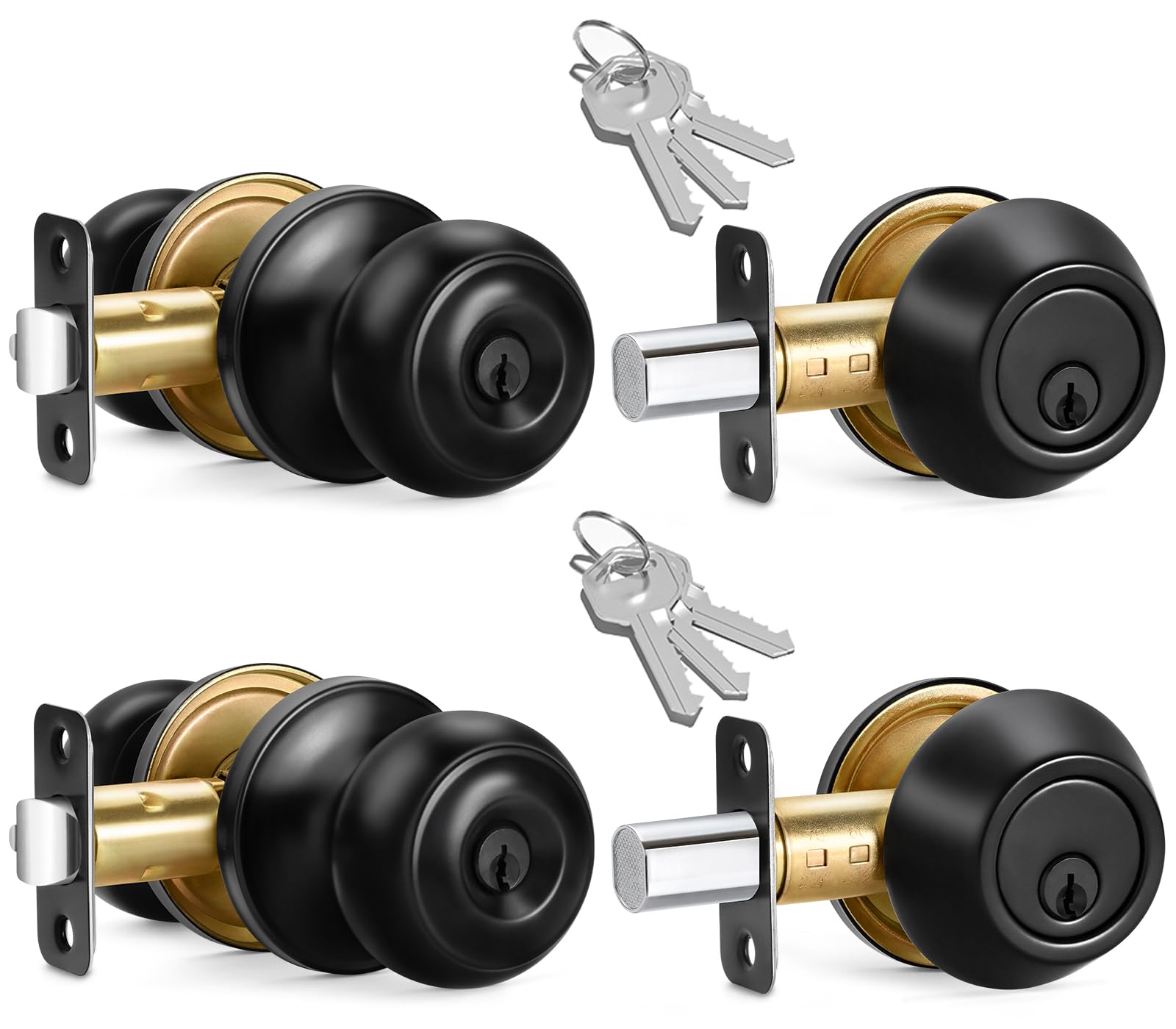 Sopoby 2-sets entry door knob bundle for convenient shared access