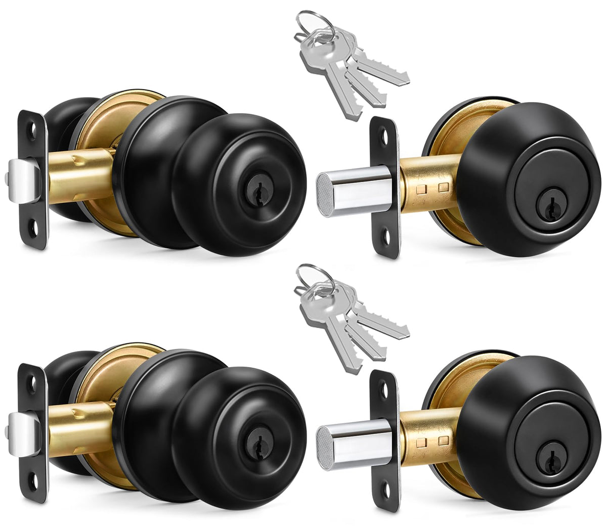 Sopoby 2-sets entry door knob bundle for convenient shared access