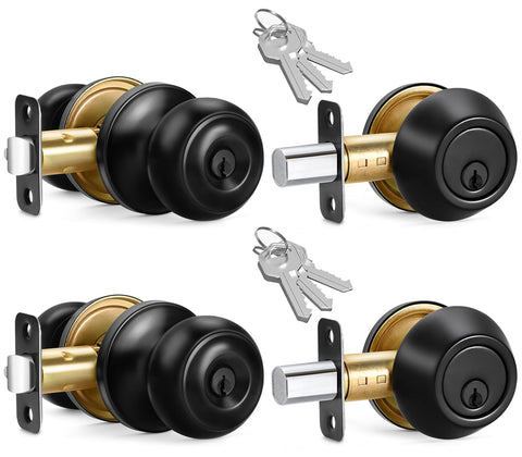 Sopoby 2-sets entry door knob bundle for convenient shared access