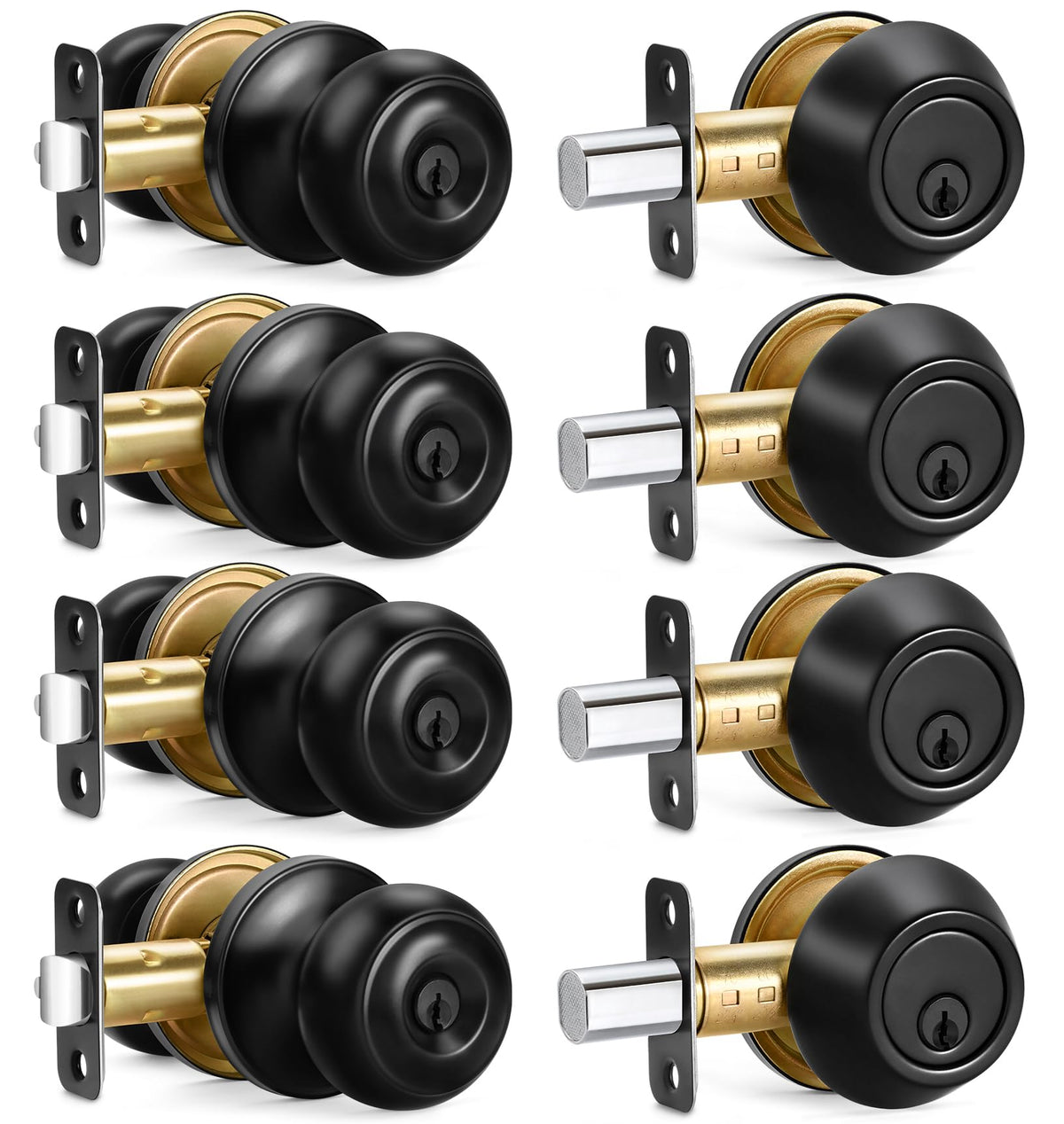 Sopoby 4-sets entry door knob and deadbolt front view for easy access