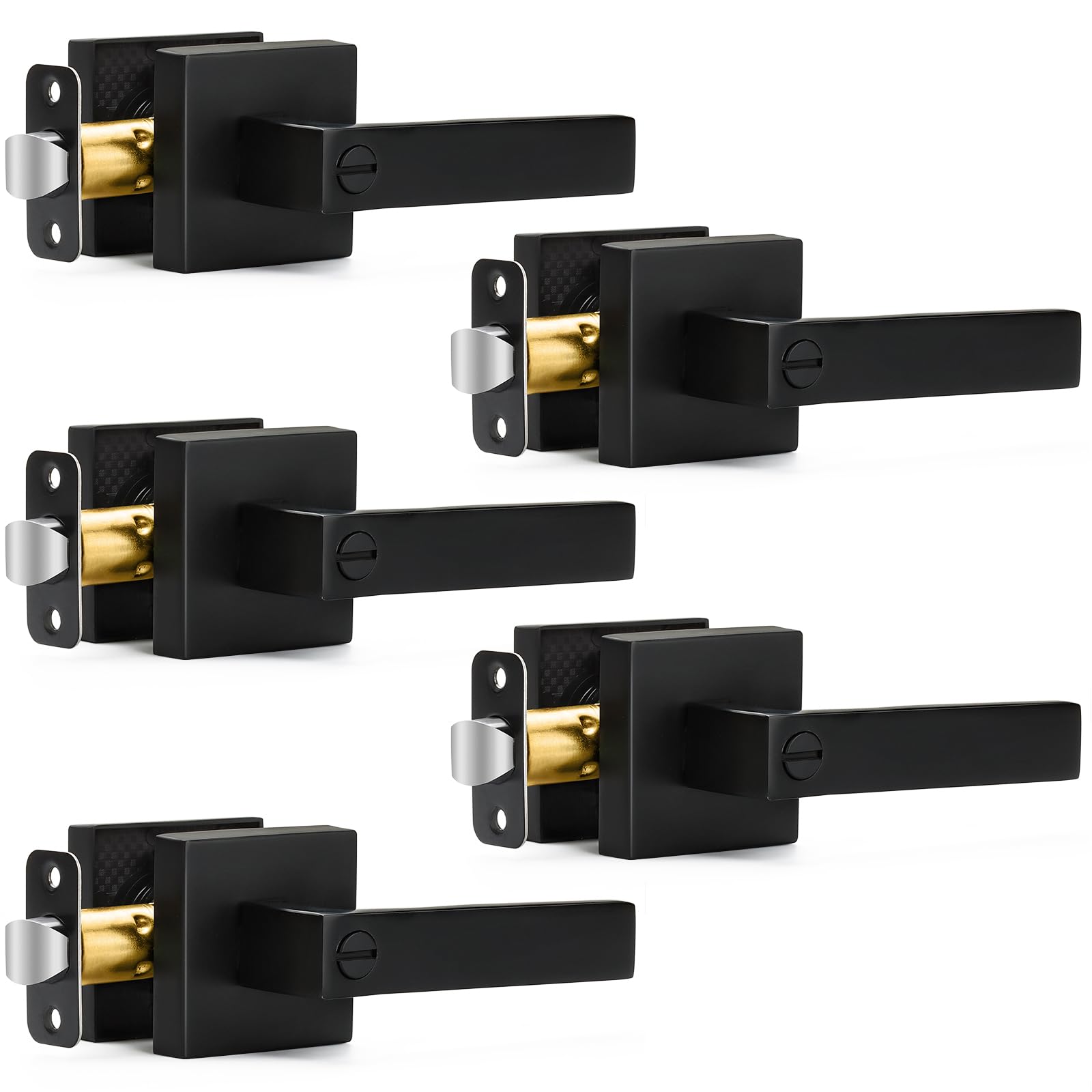 Sopoby 5-pack matte black door handles for privacy and interior style.
