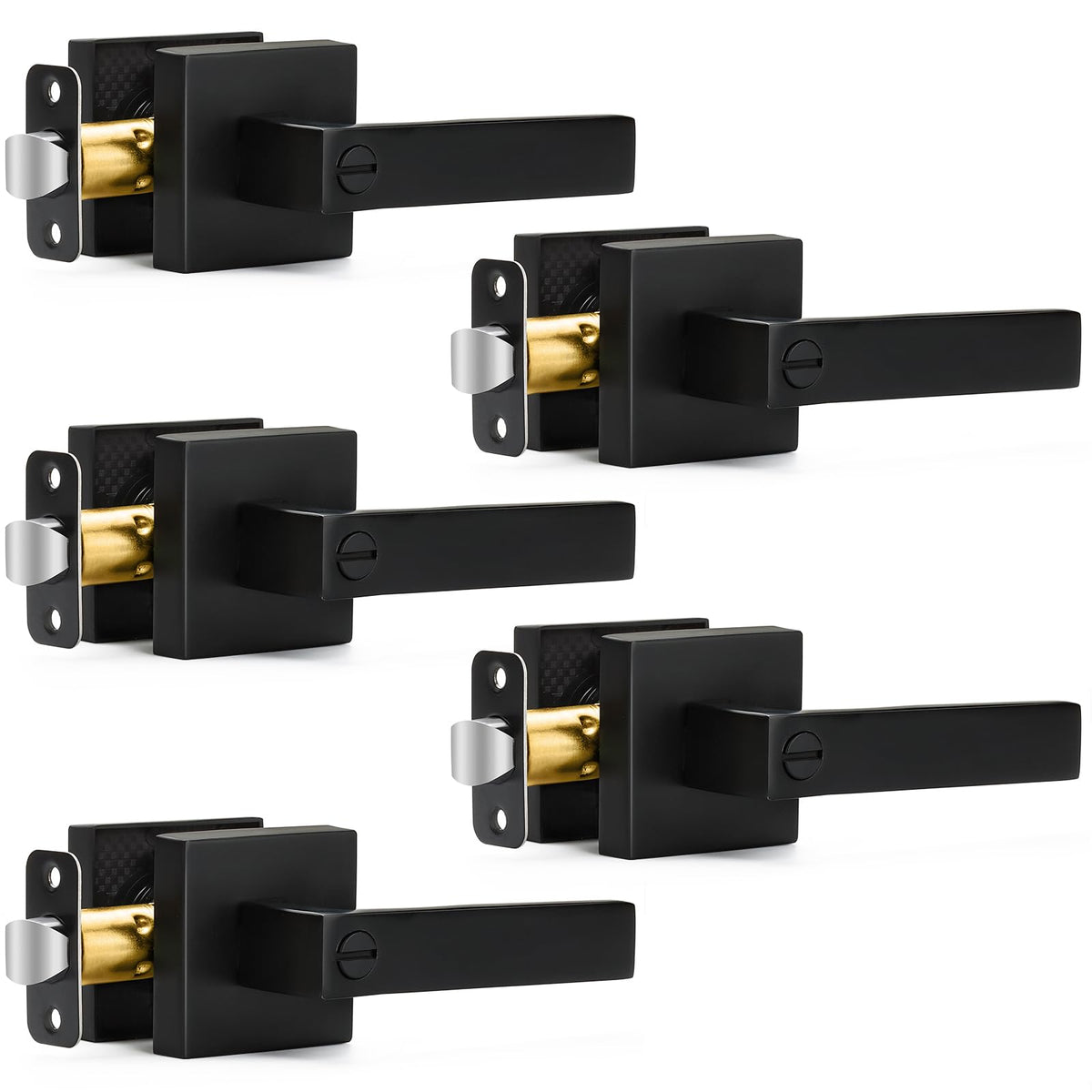 Sopoby 5-pack matte black door handles for privacy and interior style.