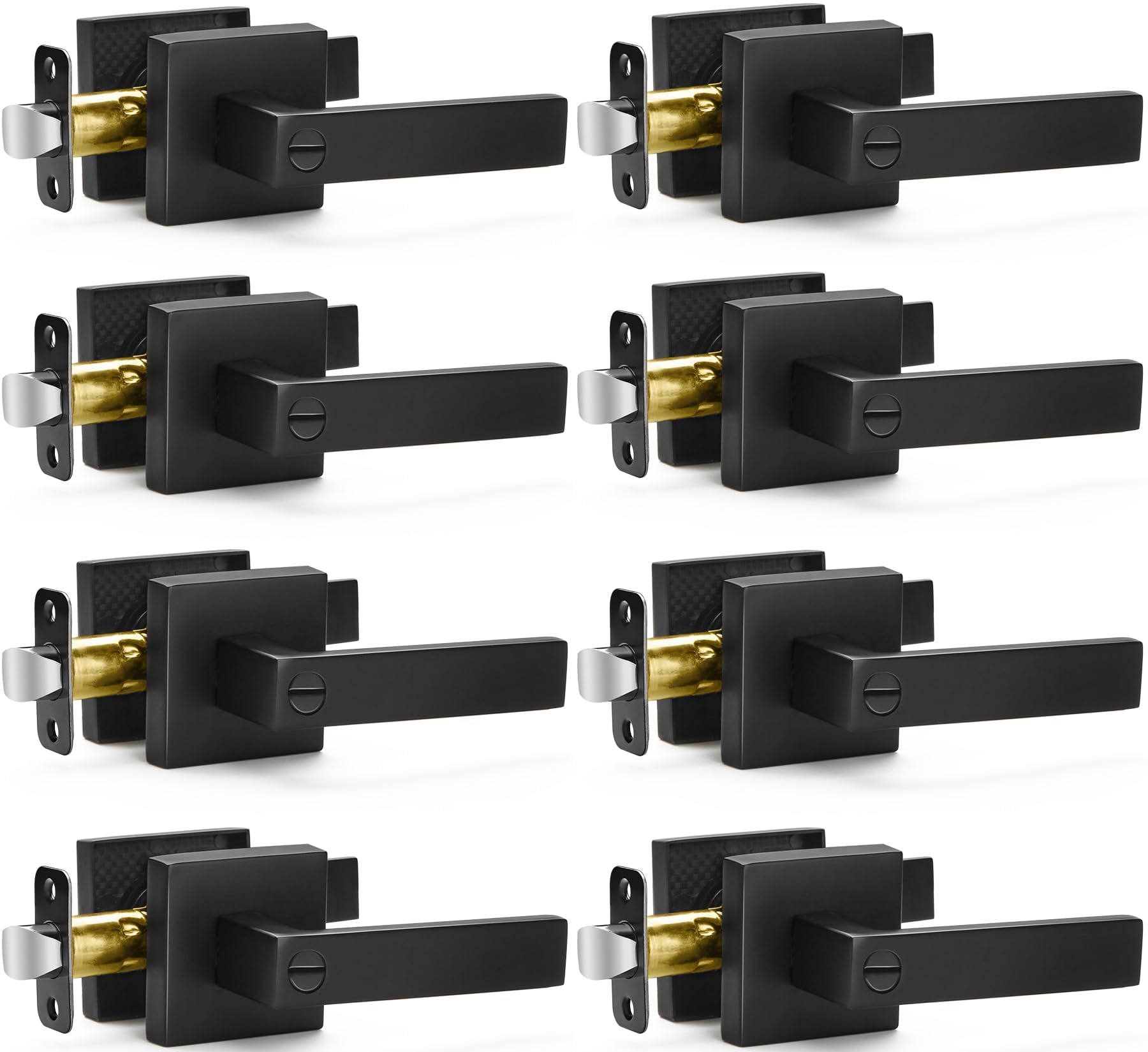 Sopoby 8-pack matte black door levers front view highlighting modern design
