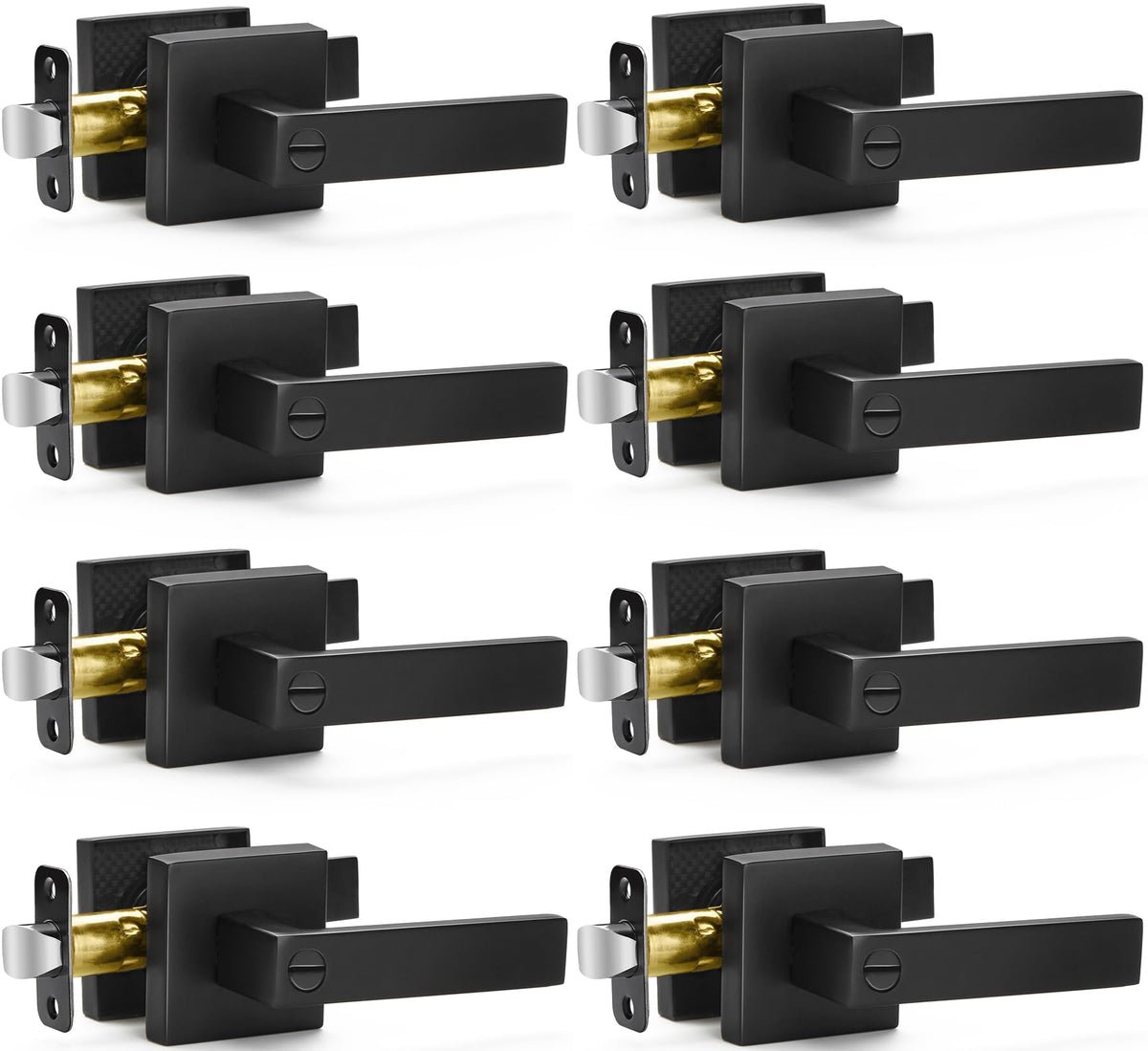 Sopoby 8-pack matte black door levers front view highlighting modern design