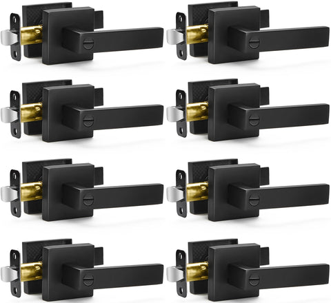 Sopoby 8-pack matte black door levers front view highlighting modern design