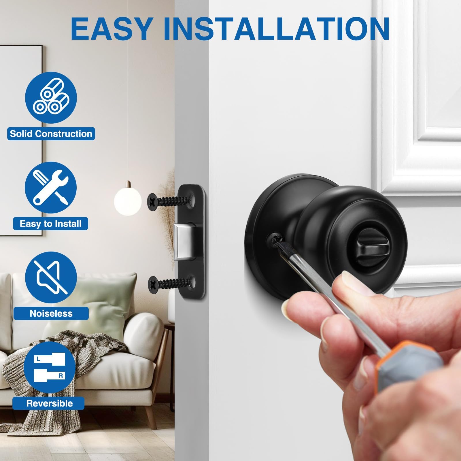 Sopoby bathroom door hardware blends with decor while resisting humidity.