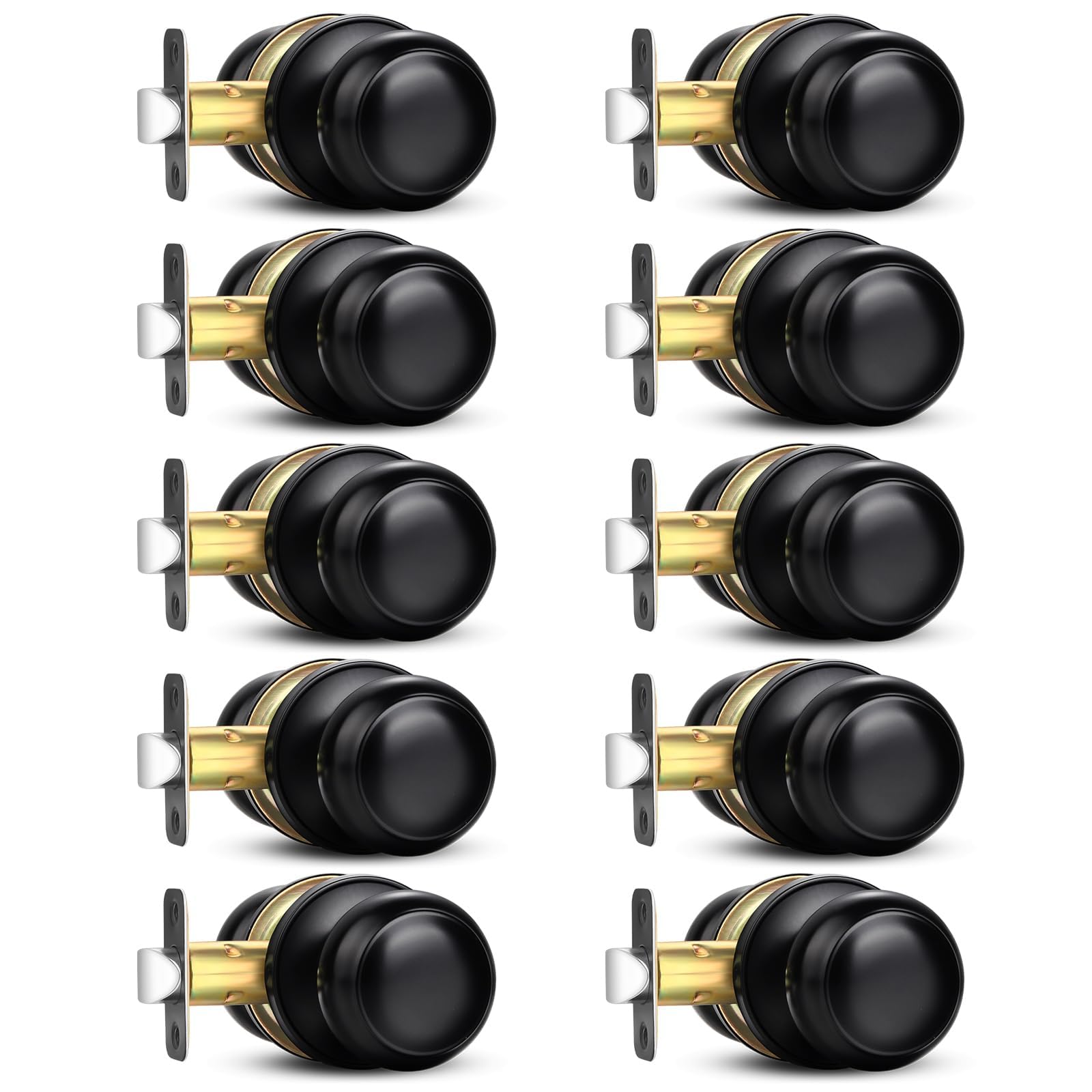 Sopoby black door knob round, 10-pack, ideal for interior and exterior doors with a sleek contemporary look.