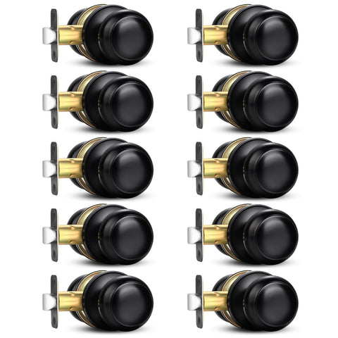 Sopoby black door knob round, 10-pack, ideal for interior and exterior doors with a sleek contemporary look.