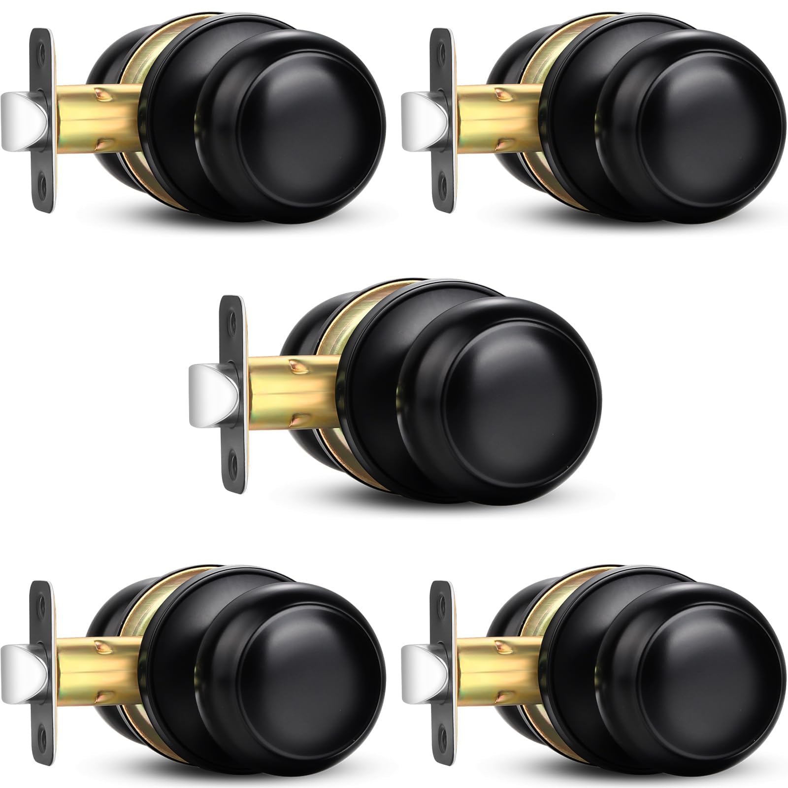 Sopoby black door knob pack front view highlighting round keyless design for contemporary interiors.