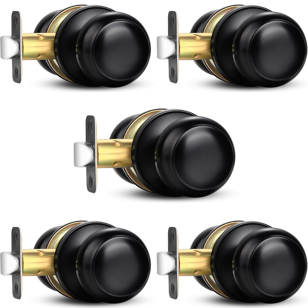 Sopoby black door knob pack front view highlighting round keyless design for contemporary interiors.