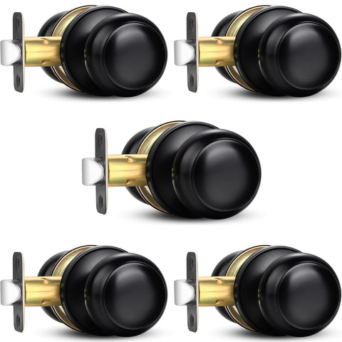 Sopoby black door knob pack front view highlighting round keyless design for contemporary interiors.