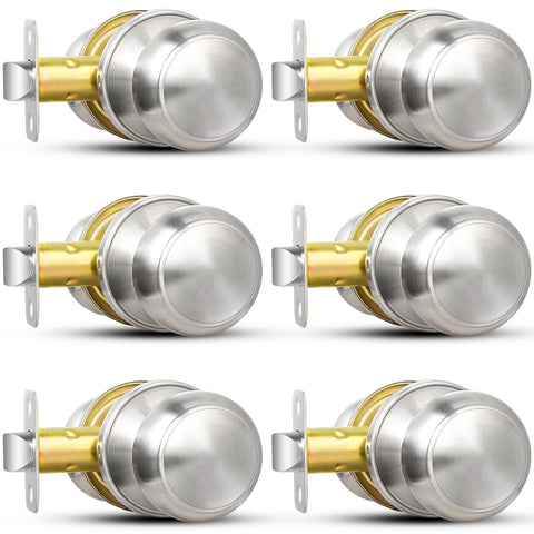 Sopoby Brushed Nickel door knob pack front view, durable finish for long life