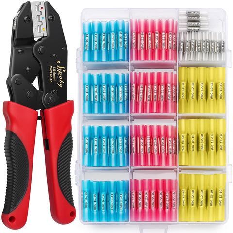 Sopoby crimping tool with heat shrink connectors delivers precise, secure crimps.