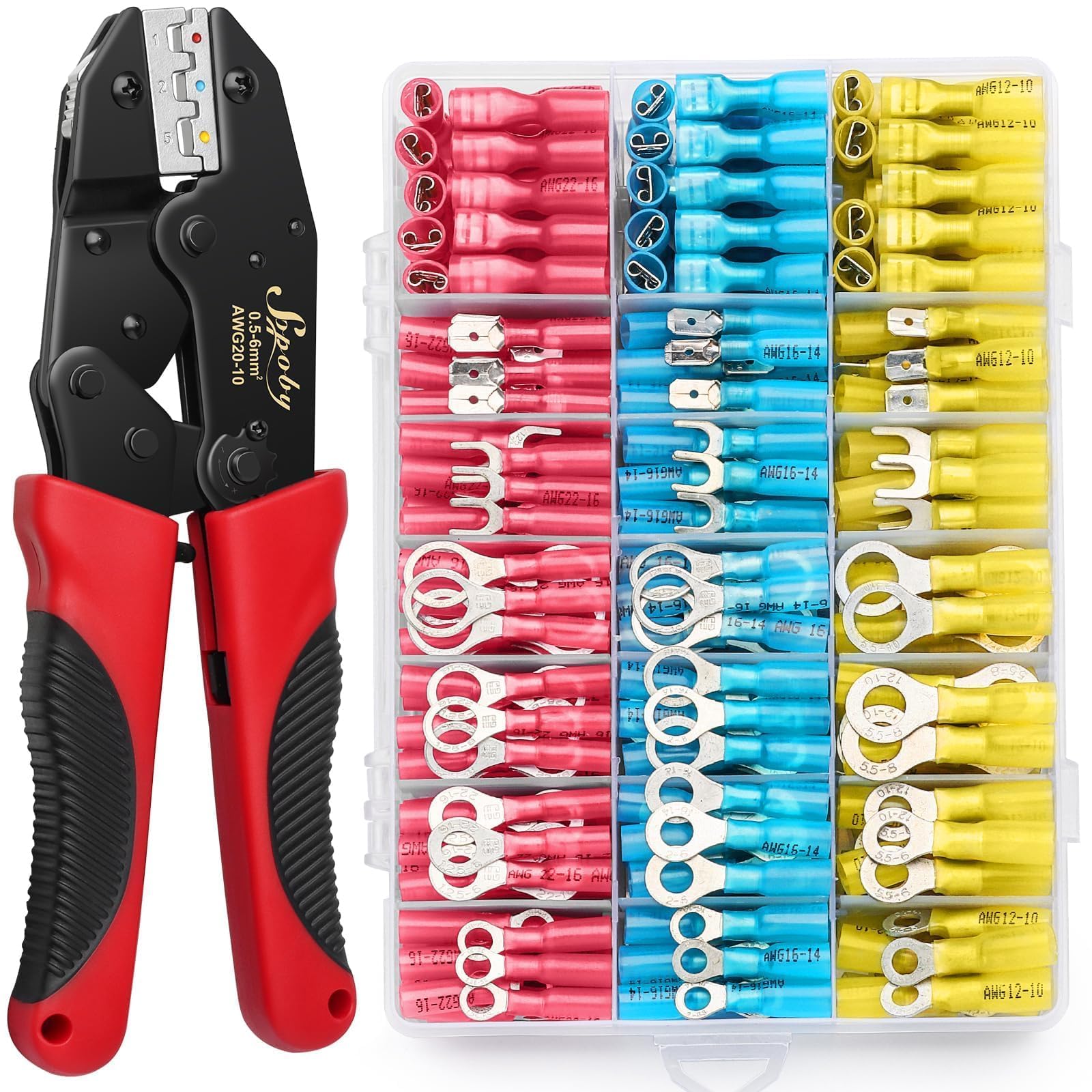 Sopoby crimping tool with heat shrink die for precise, secure crimps.