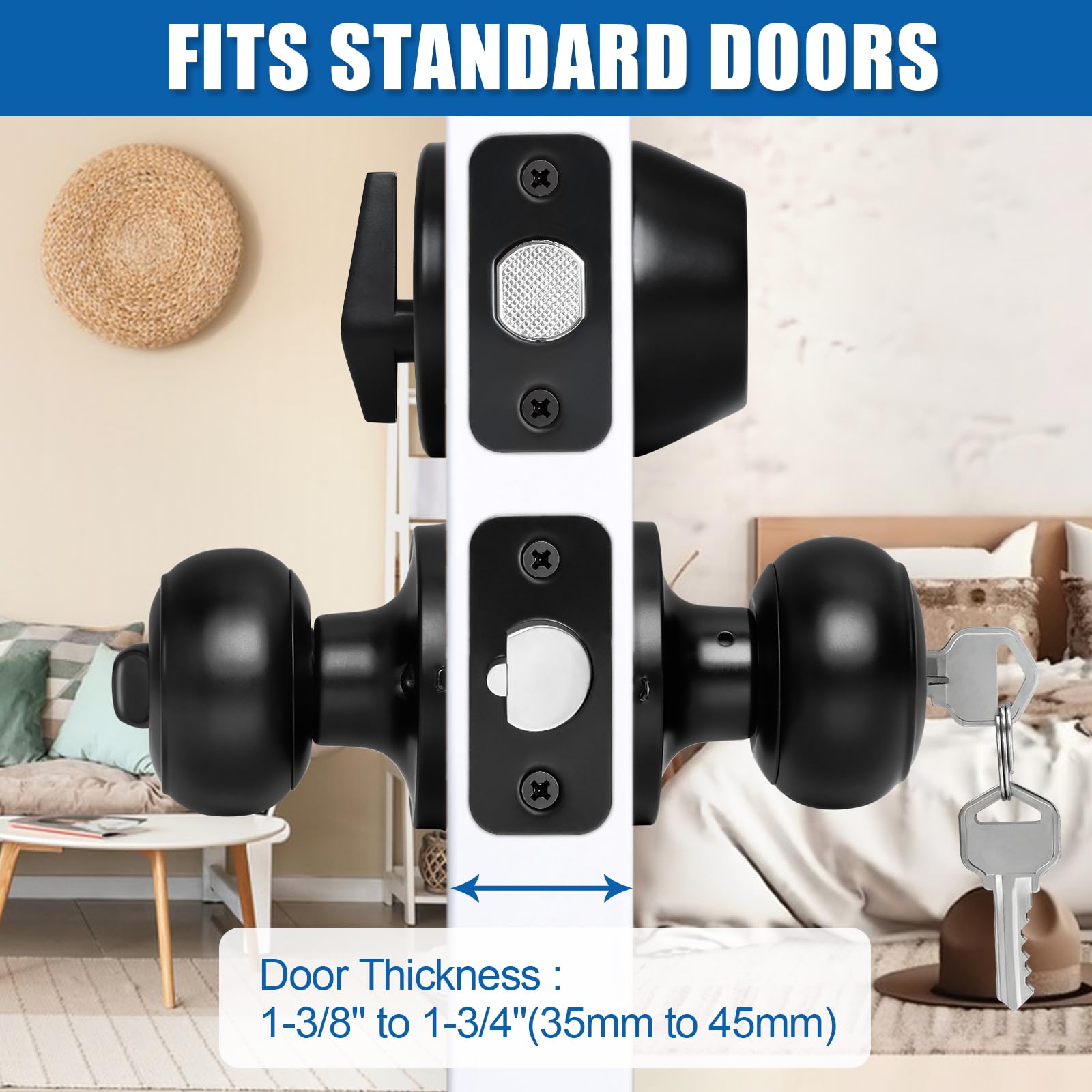 Sopoby door lockset fits 1-3/8 to 1-3/4 inch doors