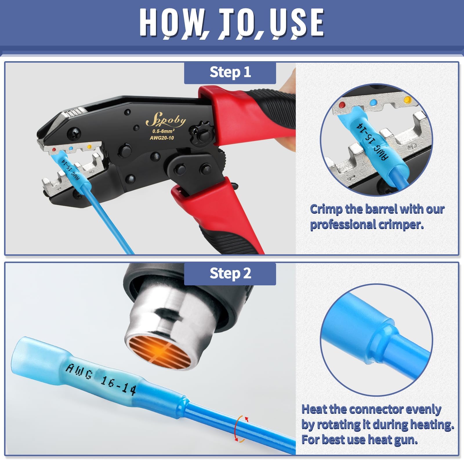 Sopoby ergonomic nylon handles provide comfortable, quick crimps.