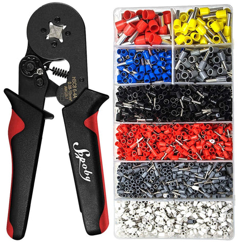 Sopoby ferrule crimping pliers in action for precise terminations.
