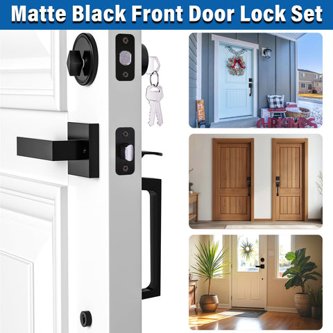 Sopoby front door lock set provides secure entry with modern matte black finish