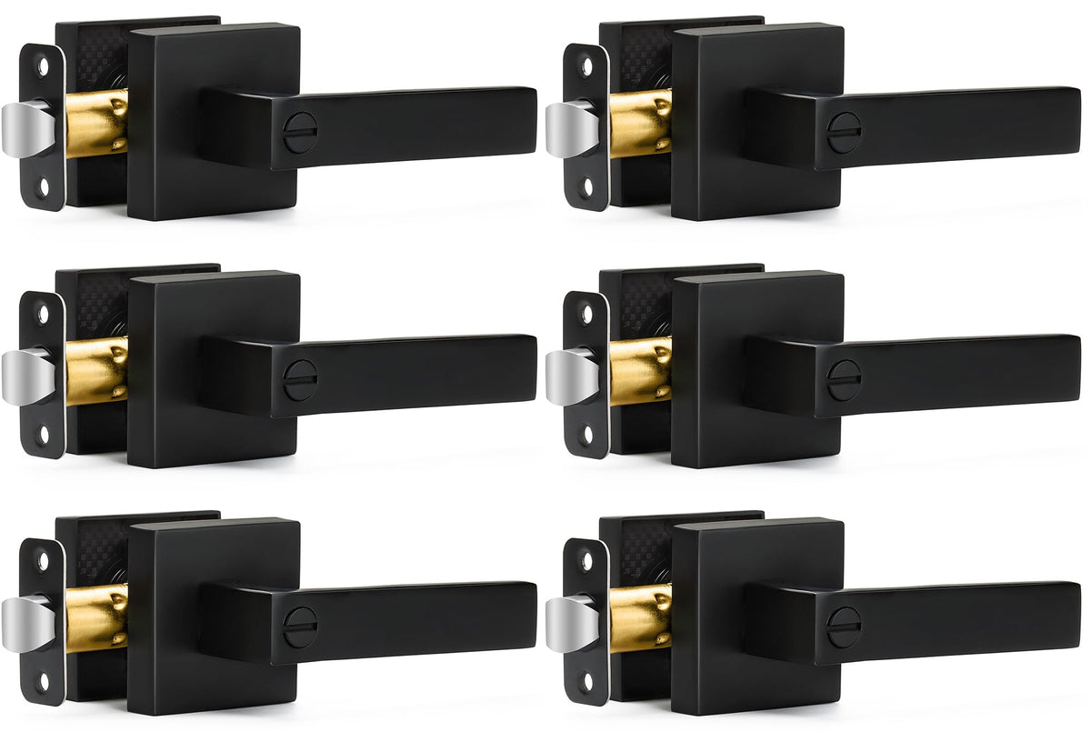 Sopoby matte black door levers pack overview showing modern design.