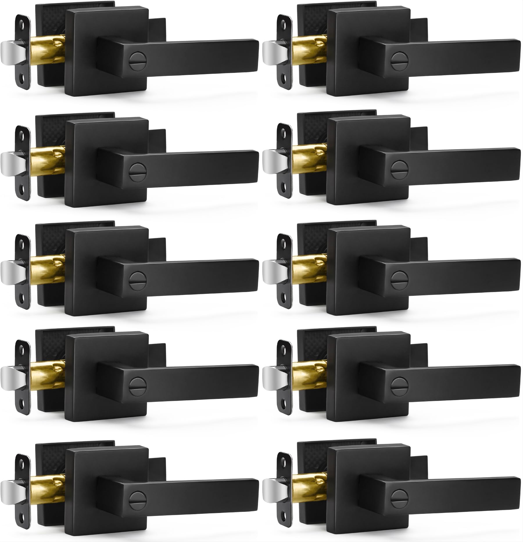 Sopoby matte black privacy door lever square in modern interior, smooth grip and privacy function