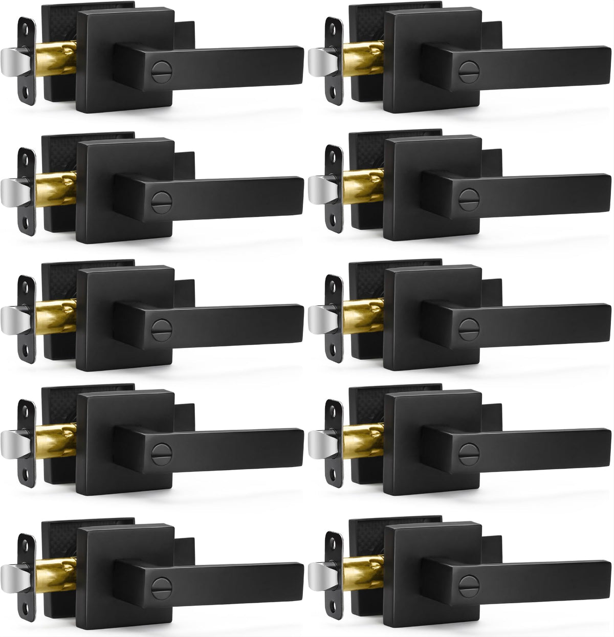 Sopoby matte black privacy door lever square in modern interior, smooth grip and privacy function