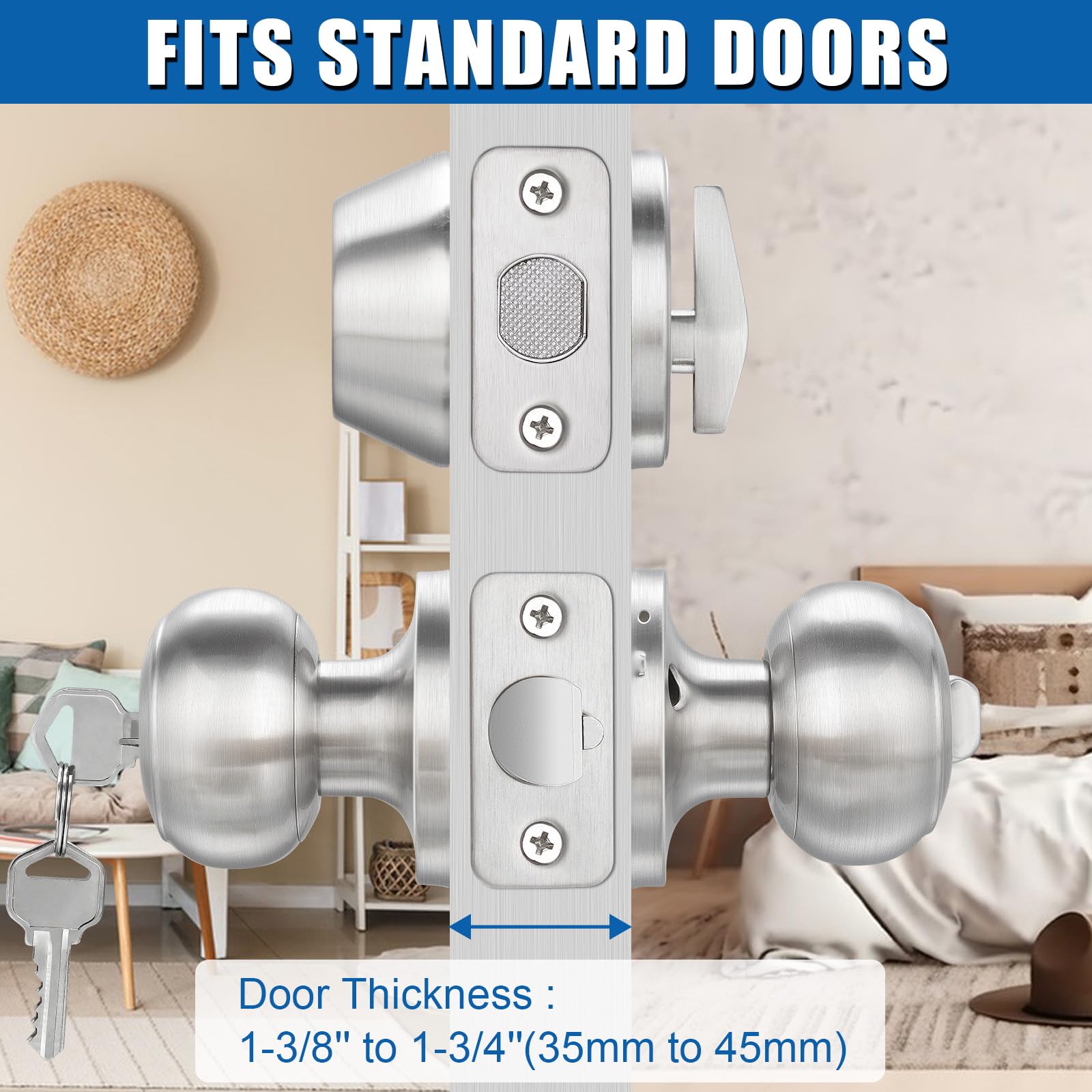 Sopoby hardware fits doors from 1-3/8 to 1-3/4 inches.