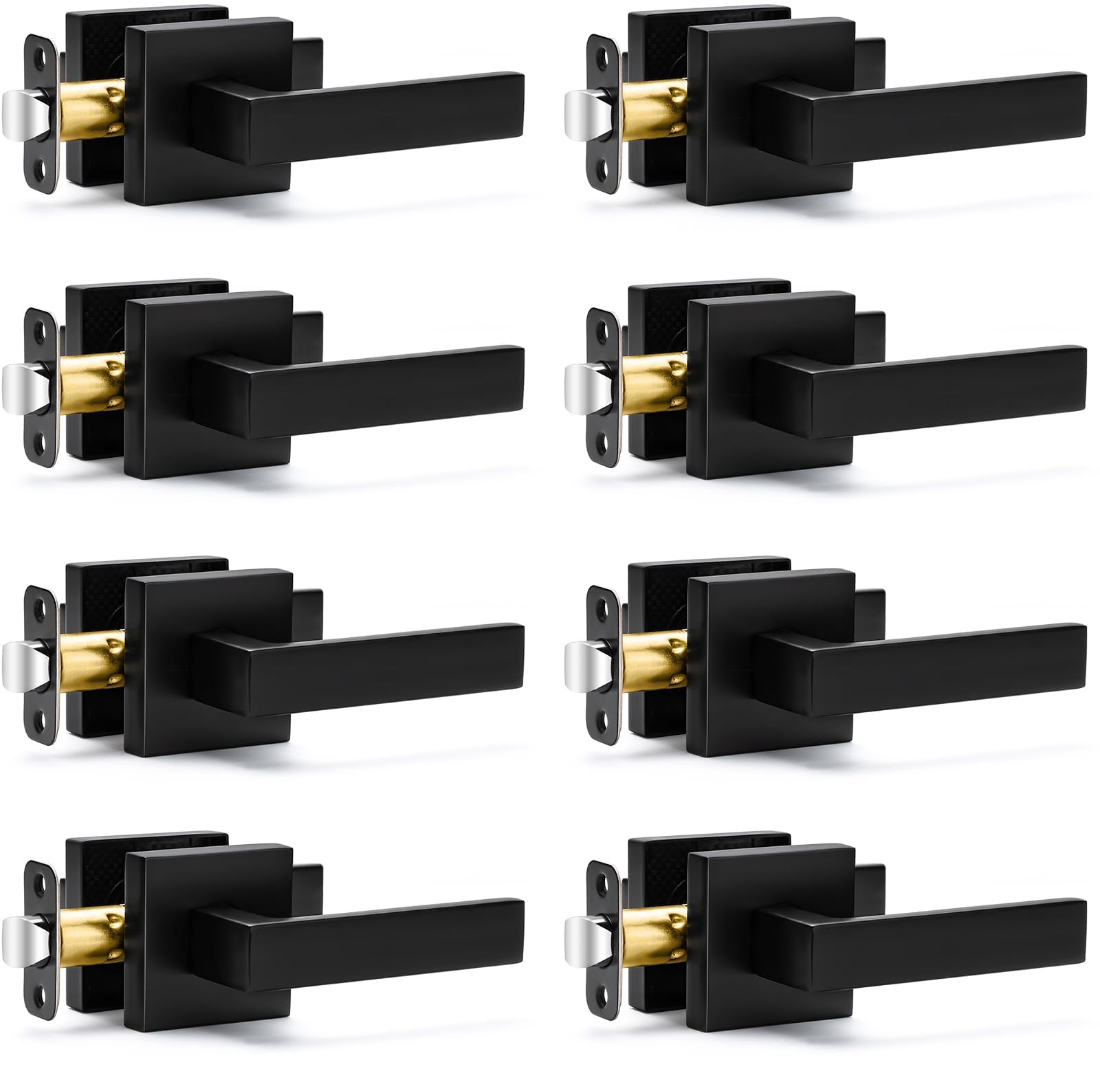 Sopoby passage door handle in square matte black for modern interiors
