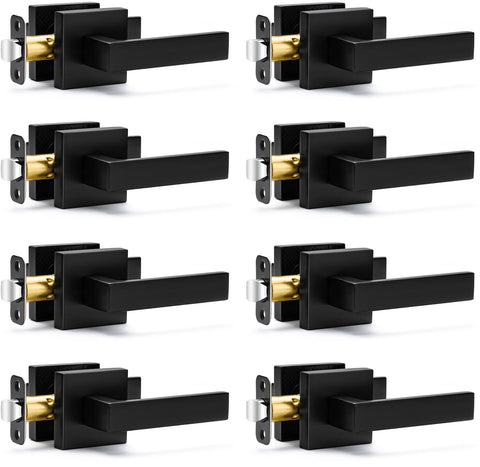 Sopoby passage door handle in square matte black for modern interiors