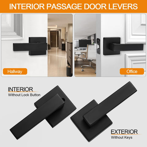 Sopoby square lever door handle in matte black with durable finish