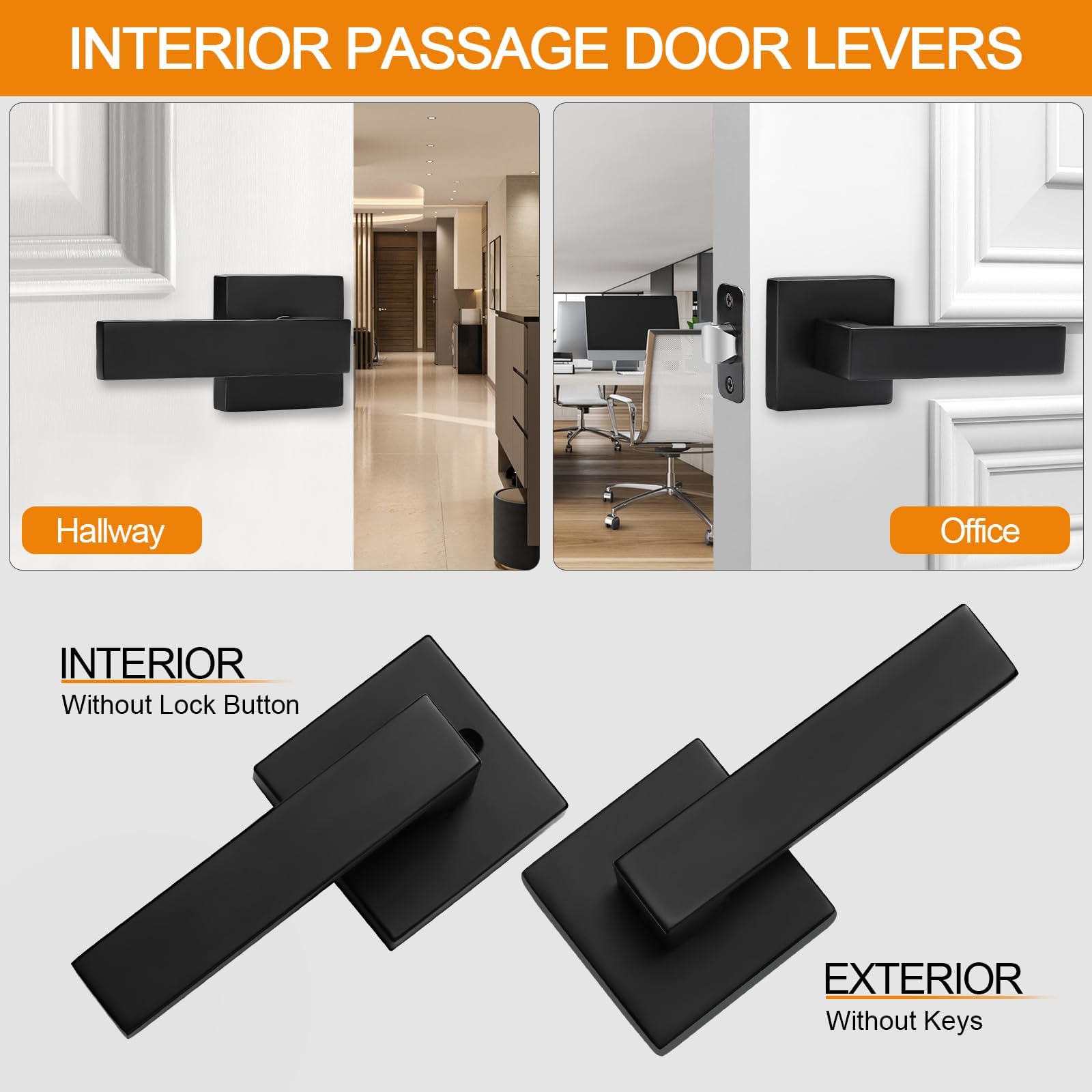 Sopoby square matte black door handle adds modern interior style.