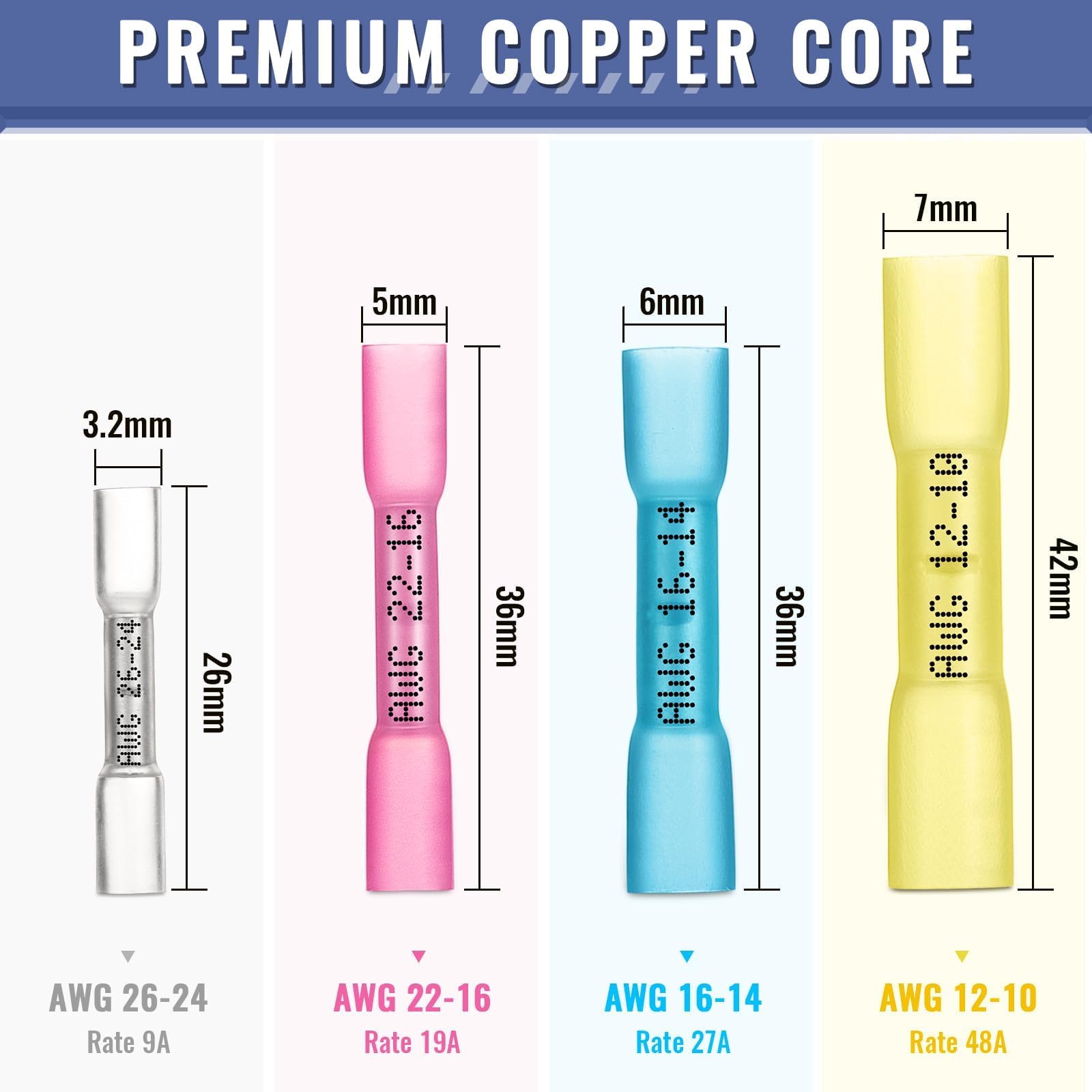 Sopoby tin copper core ensures strong crimps and minimal voltage drop.