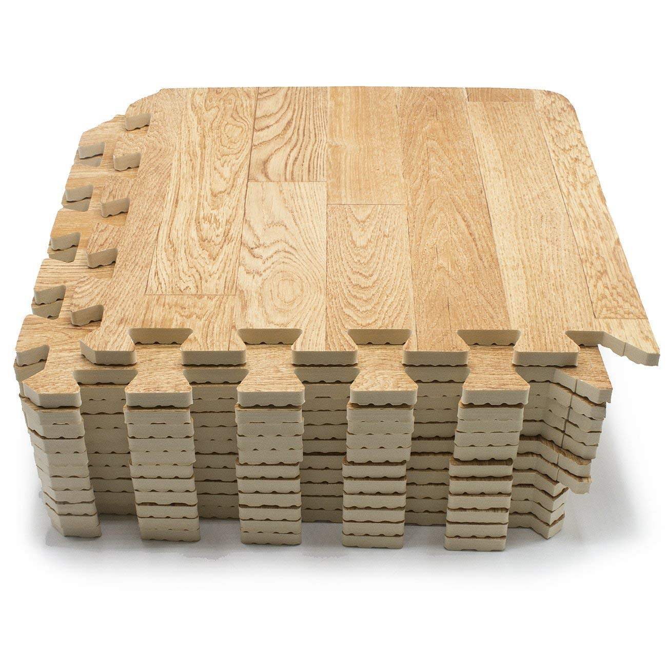 Sorbus 12x12 inch tile covering floor with pine wood grain