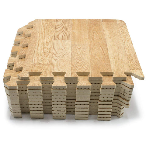 Sorbus 12x12 inch tile covering floor with pine wood grain