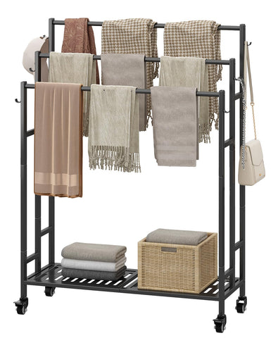SORCEDAS 3-tier towel rack front view highlights tall design for drying multiple towels efficiently.