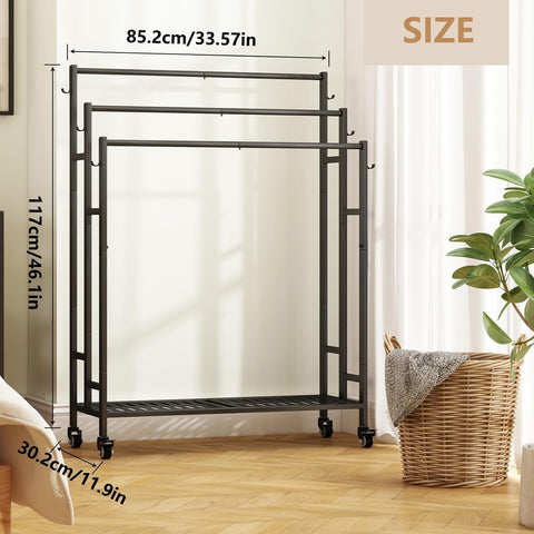 SORCEDAS wide 26.3-inch rack illustration enables full towel spread to speed drying.
