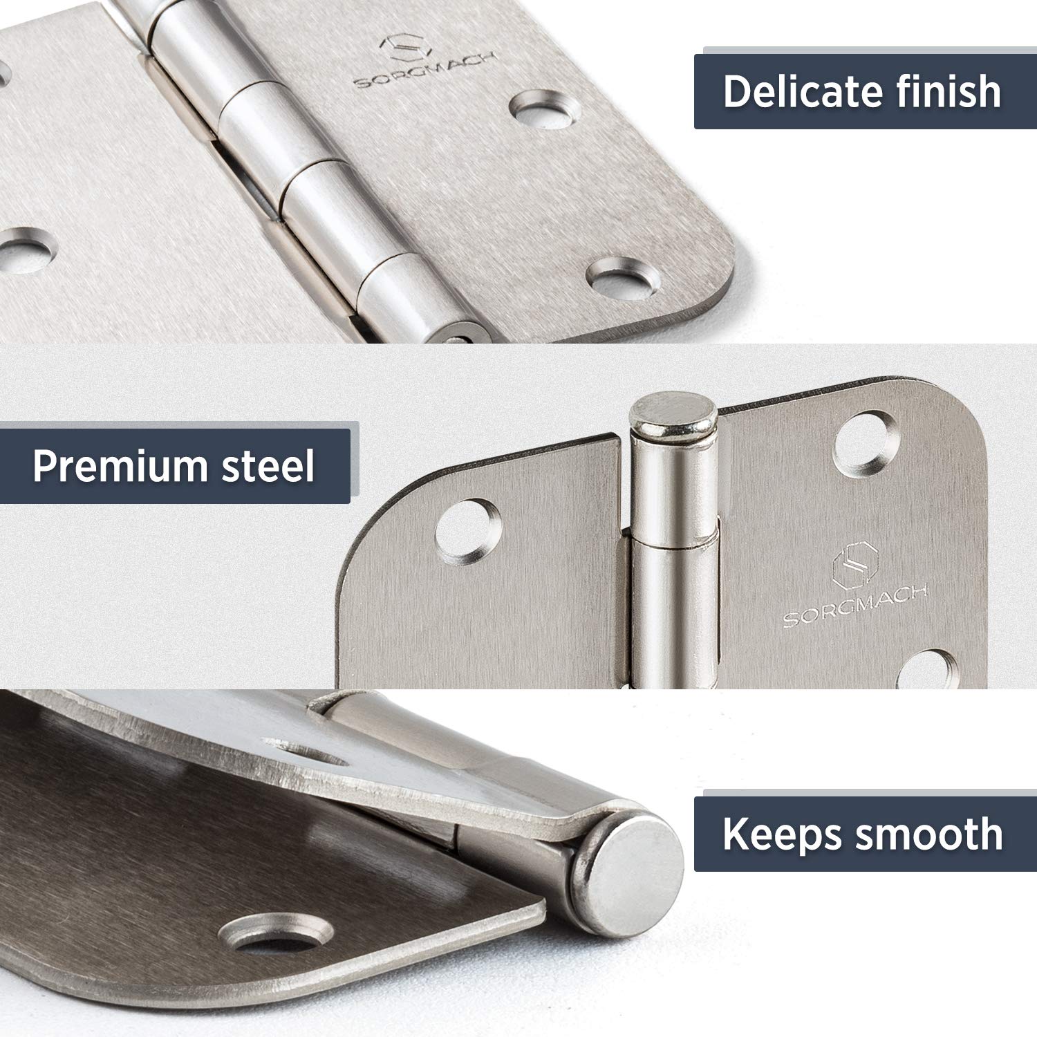 SORGMACH 3-5 inch interior hinges pattern for easy screw alignment