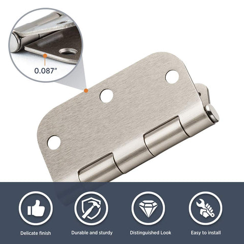 SORGMACH brushed nickel hinges close-up finish highlights durable flat iron body