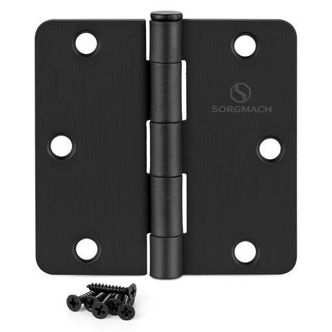 SORGMACH matte black door hinge close-up showing durable finish for interior doors