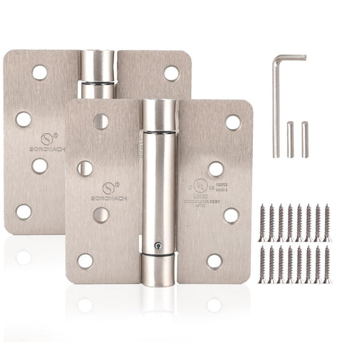 SORGMACH self-closing hinge front view in satin nickel for interior doors