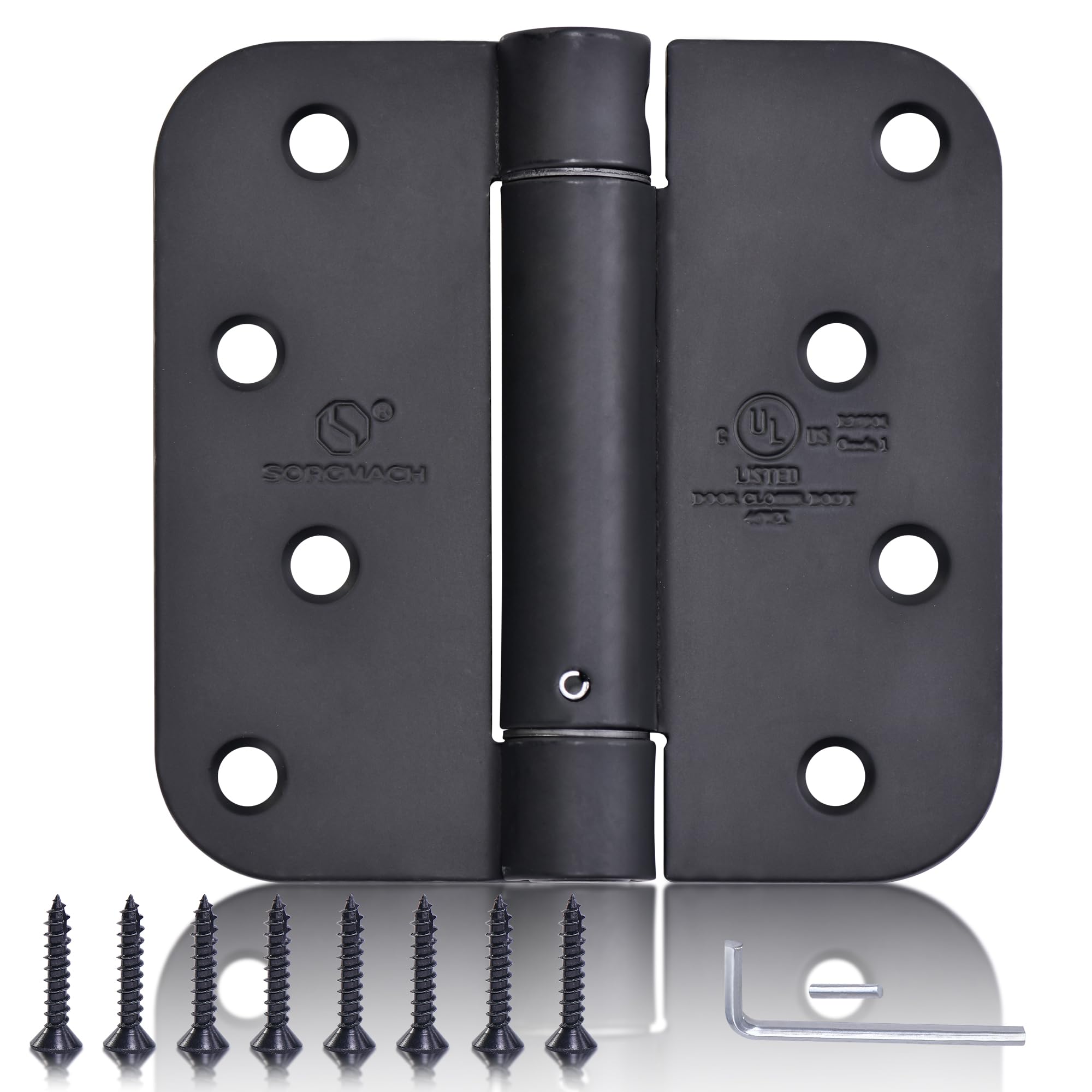 SORGMACH self-closing hinge matte black 4x4 for smooth interior door control.