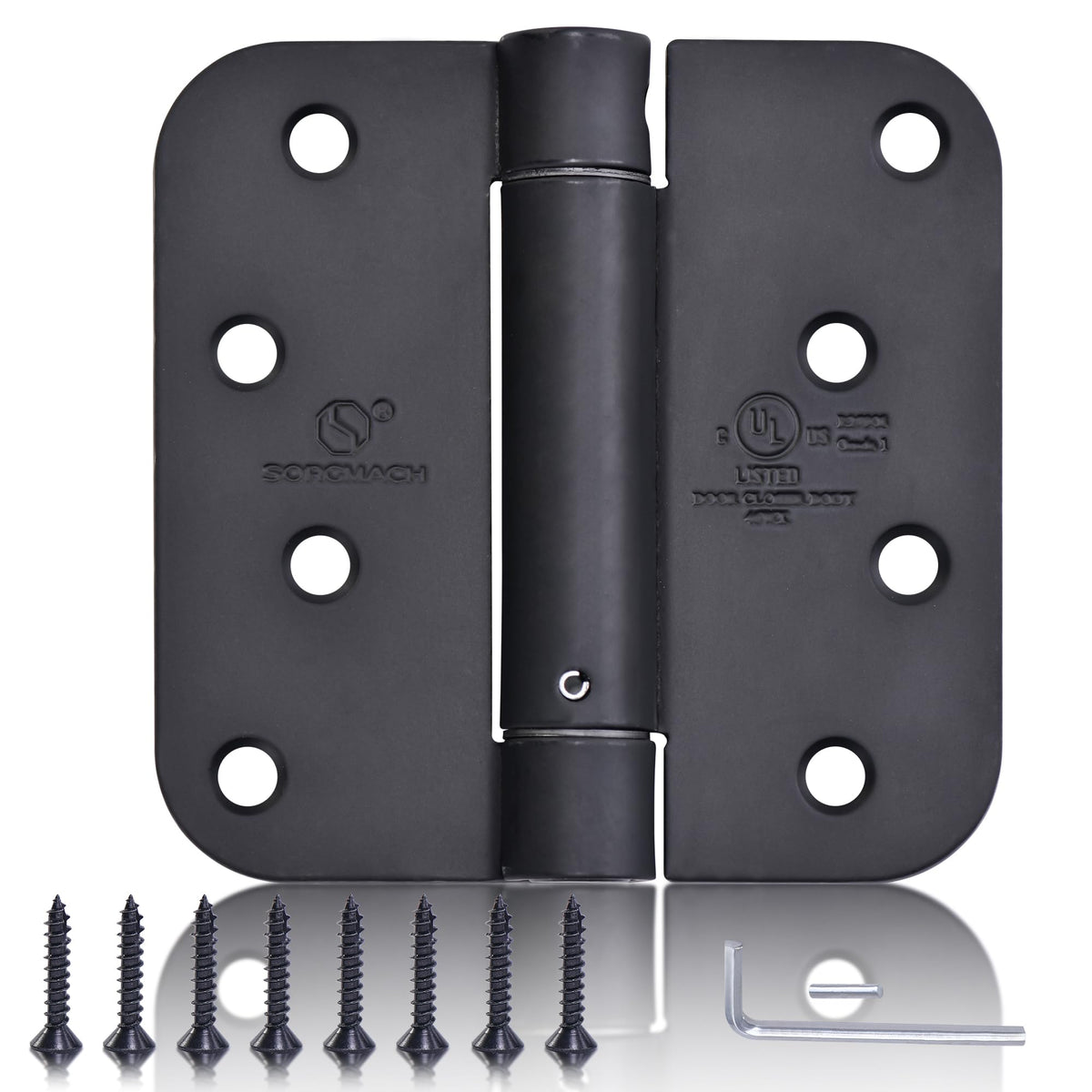 SORGMACH self-closing hinge matte black 4x4 for smooth interior door control.