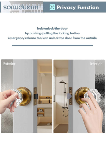 SORWDUERM adjustable latch demonstrates backsets of 2-3/8 in or 2-3/4 in