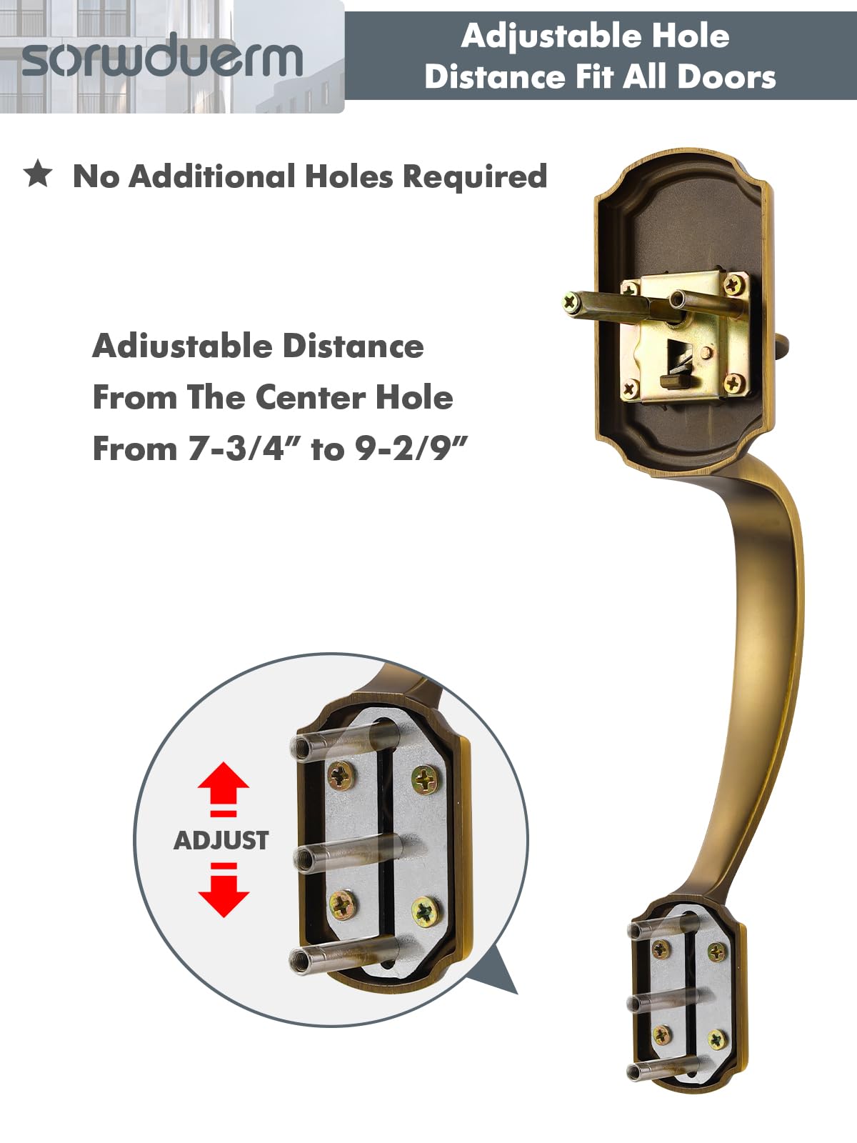 SORWDUERM adjustable latch fits common door thickness ranges for flexible setup