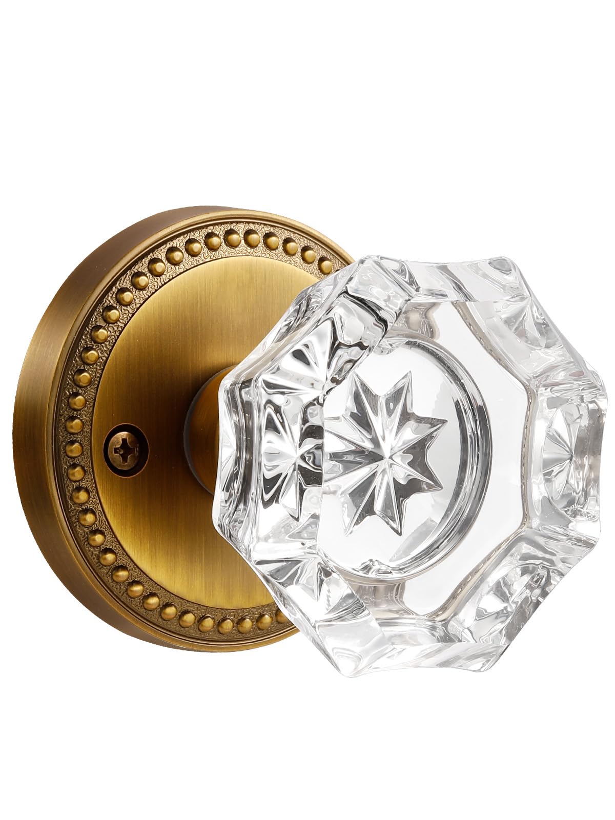 SORWDUERM antique brass door knob with crystal accent for hallways.