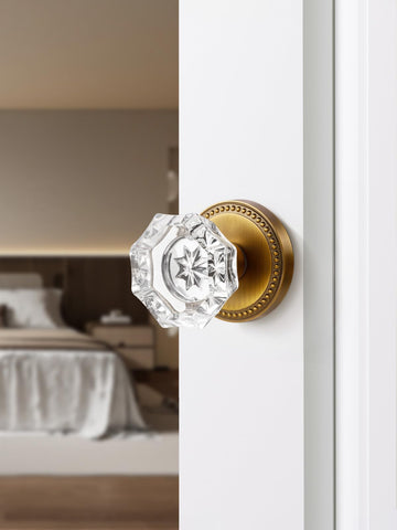 SORWDUERM antique brass door knobs shown on a door for decorative use.