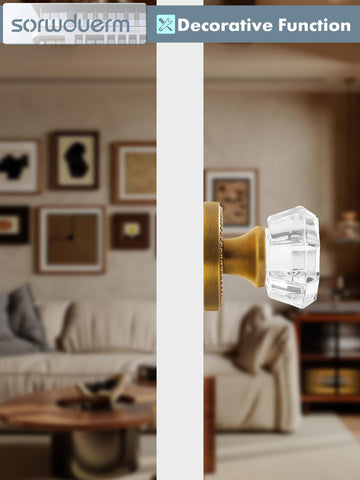 SORWDUERM antique brass door knobs packaging displays complete set for quick DIY installation.