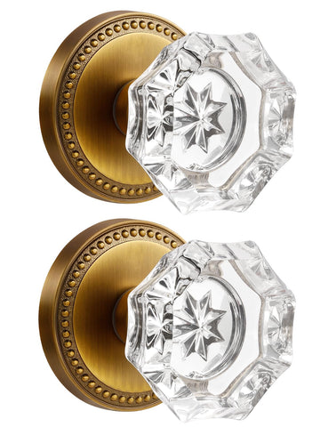 SORWDUERM antique brass door knobs pair adds a luxurious decorative touch.