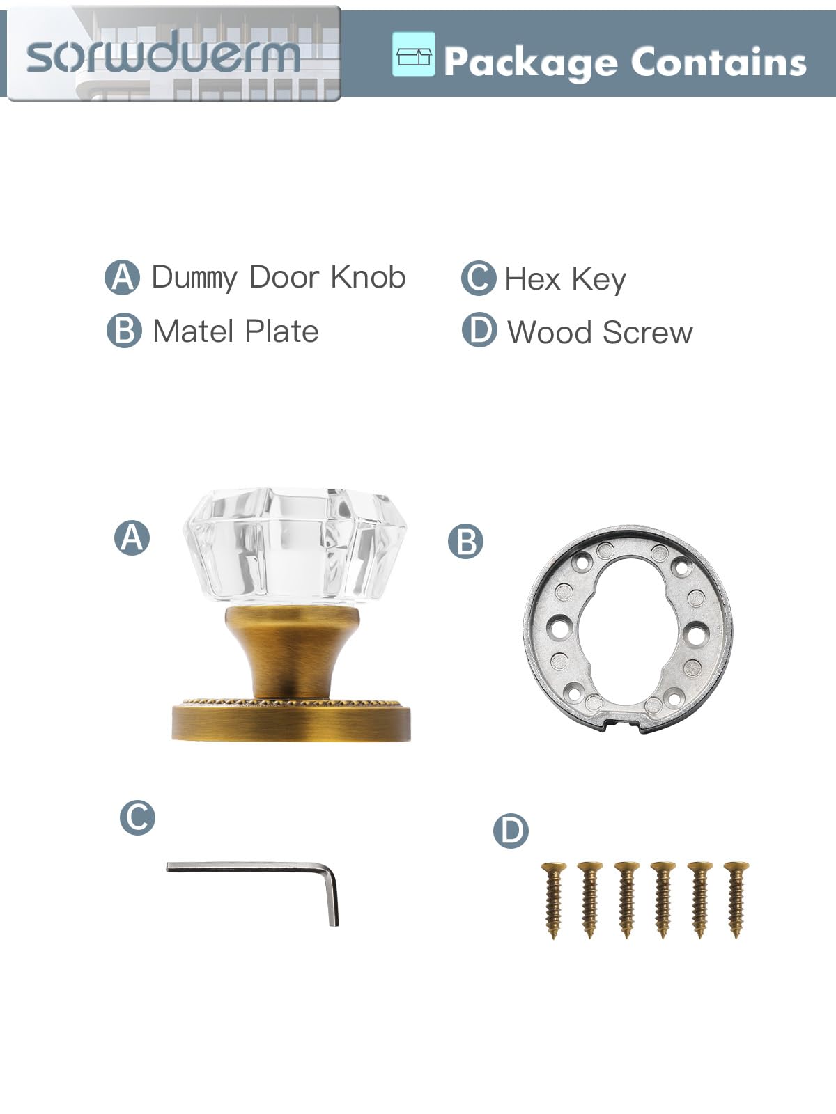 SORWDUERM antique brass door knobs warm finish enhances classic interiors.