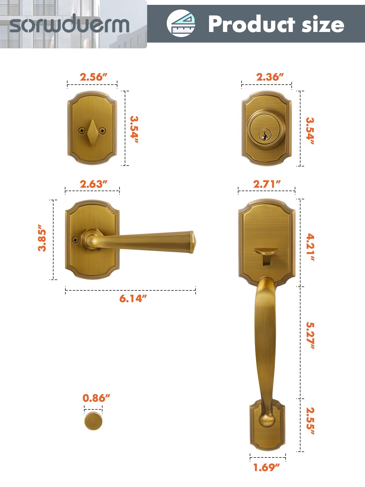 SORWDUERM antique brass finish detail adds elegance to your entryway