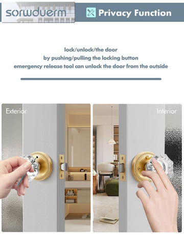 Sorwduerm latch-adjustment image shows fit for various door thicknesses.